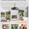 windphoto 24" Outdoor IP65 Waterproof Plug in Ceiling Fan with Lights | 6 Speeds,3CCT,Quiet,Timer,Remote Control,Smart App,DC motor,Reversible,Caged Design,ABS Material,Gazebo,Patio,Porch,Pergola