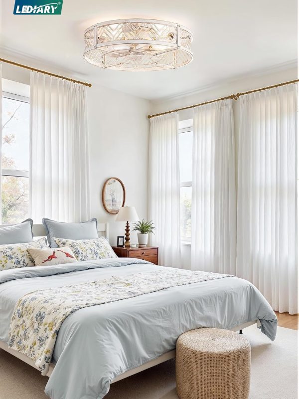 81ZnzTU1OHL._AC_SL1500_.jpg windphoto 23" Caged Ceiling Fan with Light and Remote, Large Fandalier, White | Flush Mount Low Profile, APP Control, Bladeless Industrial Enclosed, Quiet & Powerful for Bedroom, Kitchen, Dining Room
