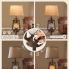 windphoto LED Farmhouse Flashing Flame Night Lantern Floor Lamp | Rustic Bronze Standing with Beige Linen Drum Lampshade, for Living Room, Bedroom Home DecorBronze Brown)