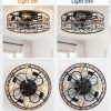 81at1uyP9ZL._AC_SL1500_.jpg windphoto Walnut+White Gold Color Caged Ceiling Fans with Lights, White Flush Mount Ceiling Fan with Remote, Small Low Profile Bladeless Ceiling Fan Light Fixture for Bedroom, Kitchen, Dining Room