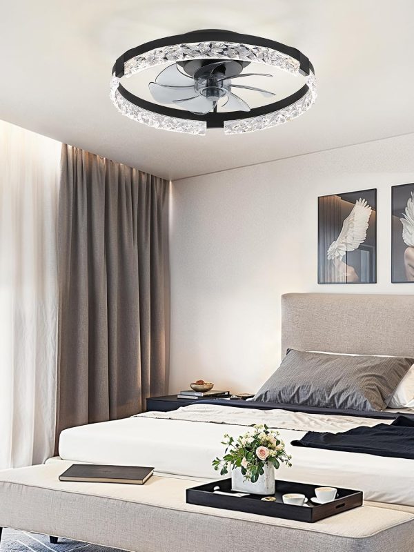 81czr6InisL._AC_SL1500_.jpg windphoto 20 Inch Low Profile Ceiling Fans with Lights and Remote, Fandelier Ceiling Fan Flush Mount, 3000K-6000K Dimmable LED Fan Light, Black Modern Ceiling Fans with Lights for Bedroom | Flush Mount, Fandelier, 3000K-6000K, Dimmable LED, for Bedroom