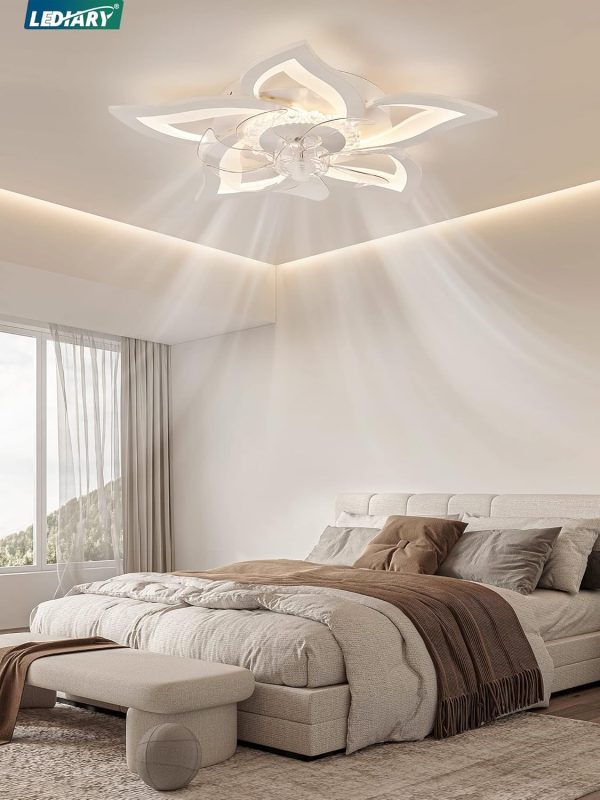 81dFbSD2nCL._AC_SL1500_.jpg windphoto Flower Fandalier Ceiling Fan with Light, Modern Low Profile Small | 27 Inch Flush Mount, 3000-6000K Dimmable LED, Remote&App Control, Quiet DC Motor, for Bedroom, Living Room, Indoor, Black
