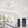 windphoto 2-Pack 20" Ceiling Fans with Lights, APP & Remote, White | Low Profile, Flush Mount, Fandelier, 3000K-6000K, Dimmable LED, for Bedroom