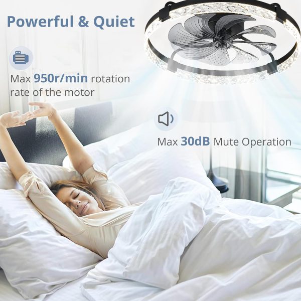 81dYfBgzFRL._AC_SL1500_.jpg windphoto 24" Ceiling Fans with Lights and Remote, Fandelier Black | 3CCT, 6 Speeds, Dimmable Low Profile, Flush Mount Ceiling Fan, Timer, Reversible, Memory, Bedroom, Living Room, Kitchen