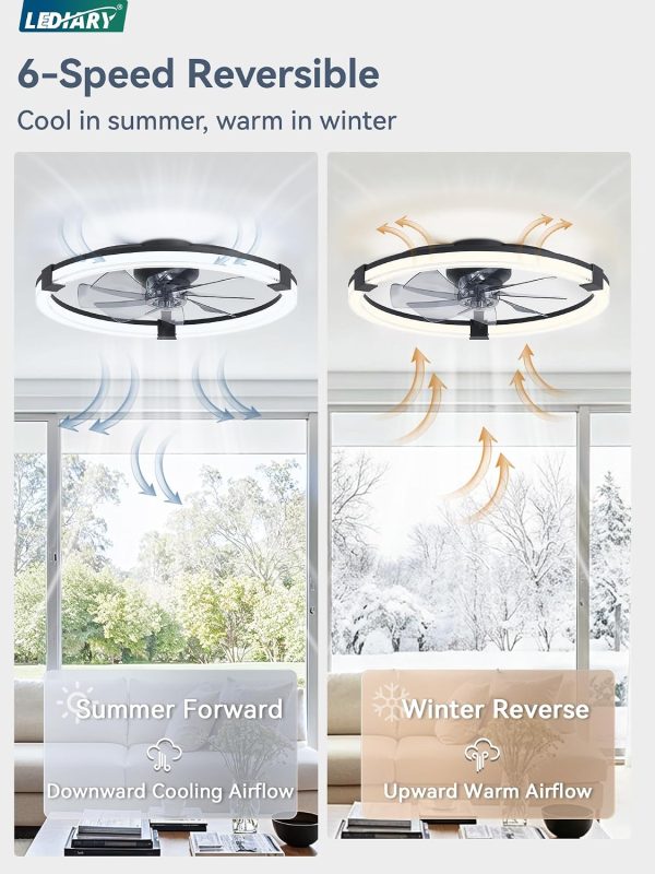 81eePknjx2L._AC_SL1500_.jpg Ceiling Fans with Lights 23 Inch Low Profile Fandelier with Remote Black | 6 Speeds, Reversible, Dimmable Flush Mount Fan Light, Modern Ceiling Fan with Lights for Bedroom Bladeless