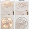 windphoto Caged Ceiling Fan with Light, Flush Mount Fandalier with Remote | Low Profile, Farmhouse Small, Bladeless Industrial, Quiet DC Motor, App Control for Bedroom, Kitchen, Dining Room, White Gold