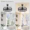 81f8SrvjTJL._AC_SL1500_.jpg windphoto 22 inch Farmhouse Caged Ceiling Fan Light with Remote, Black | 6 Speed Adjustable,Timing, Quiet & Powerful DC, Large, Farmhouse, Industrial, Enclosed, Bladeless, Bedroom, Kitchen, Downrod