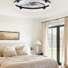 windphoto 24" Low Profile Ceiling Fans with Lights, APP & Remote, Black | Flush Mount, Fandelier, 3000K-6000K, Dimmable LED, for Bedroom