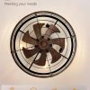 windphoto 26" Black Gold Caged Low Profile Ceiling Fan with Light and Remote | Flush Mount, Bladeless Enclosed Fandelier, 6 Speed, Quiet Powerful DC, Rustic,Farmhouse, Large, Bedroom, Kitchen, Indoor