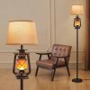 81fTN3AAckL._AC_SL1500_.jpg windphoto LED Flashing Flame Night Lantern Floor Lamp Decor | Farmhouse Standing with Beige Linen Drum Lampshade Rustic for Living Room, Bedroom Home