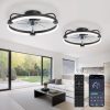 81fl-d5OPtL._AC_SL1500_.jpg windphoto 2 Pack 20" Low Profile Ceiling Fans with Lights and Remote | Flush Mount, Stepless Dimmable Fandelier, 6 Speeds, 3 CCT, Quiet Reversible DC Motor, 2H Timer, Bedroom, Living Room, Black