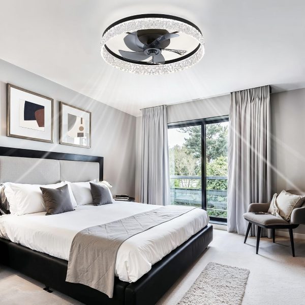 81fq3w-tMFL._AC_SL1500_.jpg windphoto 22" Ceiling Fans with Lights and Remote, Fandelier Black | 3CCT, 6 Speeds, Dimmable Low Profile, Flush Mount Ceiling Fan, Timer, Reversible, Memory, Bedroom, Living Room, Kitchen