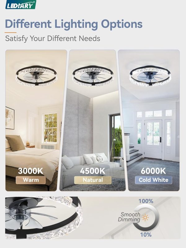 81gCJDrL3CL._AC_SL1500_.jpg windphoto 20 Inch Low Profile Ceiling Fans with Lights and Remote, Fandelier Ceiling Fan Flush Mount, 3000K-6000K Dimmable LED Fan Light, Black Modern Ceiling Fans with Lights for Bedroom | Flush Mount, Fandelier, 3000K-6000K, Dimmable LED, for Bedroom