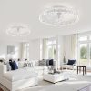 windphoto 2 Pack 20" Modern Ceiling Fans with Lights and Remote, White | Fandelier, Dimmable Low Profile, Flush Mount, Stepless Color Temperature Change, 6 Speeds, Bedroom, Living Room, Kitchen