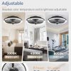 windphoto 20" Low Profile Bladeless Ceiling Fan with Light, Remote&APP, Black | Flush Mount, 6 Speed Adjustable, 3000-6000K Dimmable LED, Modern Enclosed Fandelier with Timming, Bedroom, Kids Room