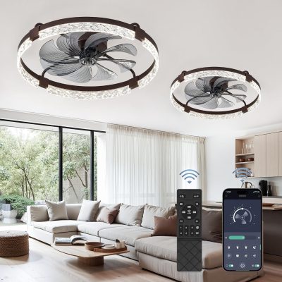 81hnkFFW9bL._AC_SL1500_.jpg windphoto 2 Pack 24" Ceiling Fans with Lights and Remote, Fandelier Brown | 3CCT, 6 Speeds, Dimmable Low Profile, Flush Mount Ceiling Fan, Timer, Reversible, Memory, Bedroom, Living Room, Kitchen