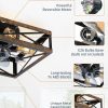 windphoto Caged Low Profile Square Ceiling Fans with Lights and Remote | 6 Speed and Reversible, Small Farmhouse Rustic Bladeless Ceiling Fan Flush Mount for Bedroom, Kitchen, Dining Room