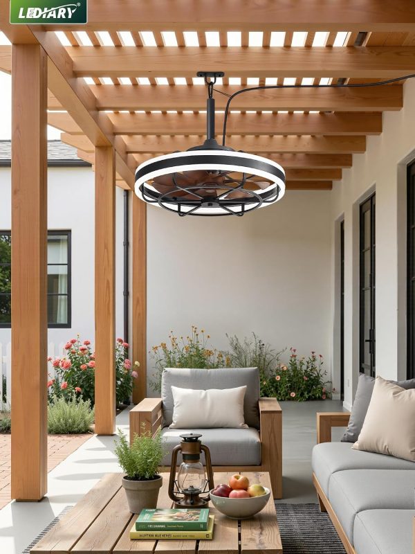 81iRkRUWgML._AC_SL1500_.jpg windphoto 20" Outdoor Ceiling Fans with Light, IP65 Waterproof Gazebo Fan | Outdoor Fan with Hanging Hook, Remote & App Control, 3CCT Dimmable,Timer, Caged Plug in Ceiling Fan for Patio, Porch, Pergola