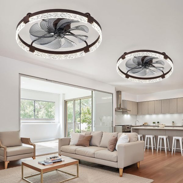 81ipeDWIS1L._AC_SL1500_.jpg windphoto 2 Pack 24" Ceiling Fans with Lights and Remote, Fandelier Brown | 3CCT, 6 Speeds, Dimmable Low Profile, Flush Mount Ceiling Fan, Timer, Reversible, Memory, Bedroom, Living Room, Kitchen
