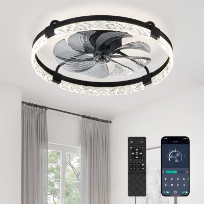 81jHYKqIJkL._AC_SL1500_.jpg windphoto 24" Ceiling Fans with Lights and Remote, Fandelier Black | 3CCT, 6 Speeds, Dimmable Low Profile, Flush Mount Ceiling Fan, Timer, Reversible, Memory, Bedroom, Living Room, Kitchen
