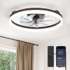 windphoto 20" Low Profile Ceiling Fans with Lights, APP & Remote, Brown | Flush Mount, Dimmable LED, Quiet DC Motor, Reversible, 6 Speeds, Fandelier, for Bedroom