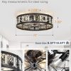 windphoto 20" Caged Flush Mount Vintage Ceiling Fan and Remote, Black | Low Profile, Bladeless Enclosed Fandelier, 6 Speed, Quiet Reversible DC, Rustic, Victorian, Rustic, Crystal, Bedroom, Kitchen