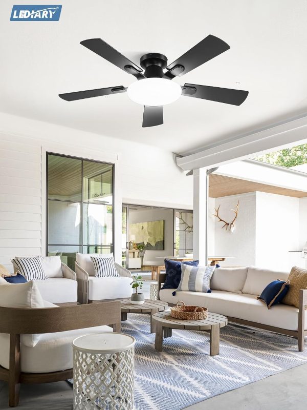 81lLRqDrFzL._AC_SL1500_.jpg windphoto 42 Inch Flush Mount Ceiling Fans with Lights, Remote & APP Control | Bright Light, 3CCT, Dimmable, Memory Function, Timer, Reversible Blade, Quiet DC Motor, Damp-Rated, Bedroom, Covered Patio