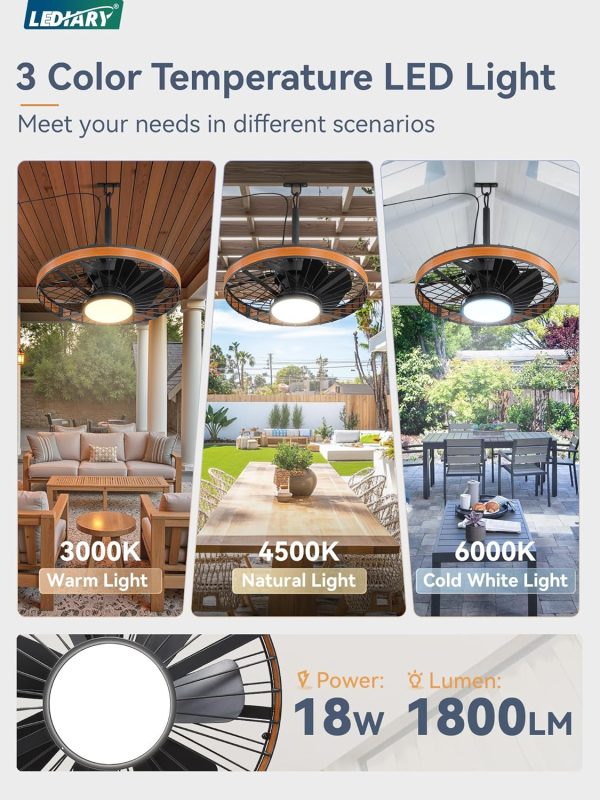 81lUiicH1SL._AC_SL1500_.jpg windphoto 20 Outdoor Ceiling Fans with Light,Gazebo Fan with Hanging Hook | IP65 Waterproof,Outdoor Fan, App Control, 3CCT, Dimmable,6 Speeds, Caged, Plug in, for Patio, Porch, Pergola,Canopy, Brown