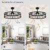 windphoto 30 inch Fandelier Caged Ceiling Fan with Light and Remote, Black | 6 Speed Adjustable,Timing, Quiet & Powerful DC, Large, Farmhouse, Industrial, Enclosed, Bladeless, Bedroom, Kitchen, Downrod