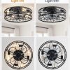81mHlJyoHoL._AC_SL1500_.jpg windphoto 20" Caged Ceiling Fan with Light, Flush Mount Fandalier with Remote | Low Profile, Farmhouse Small, Bladeless Industrial, Quiet DC Motor, App Control for Bedroom, Kitchen, Dining Room, Black