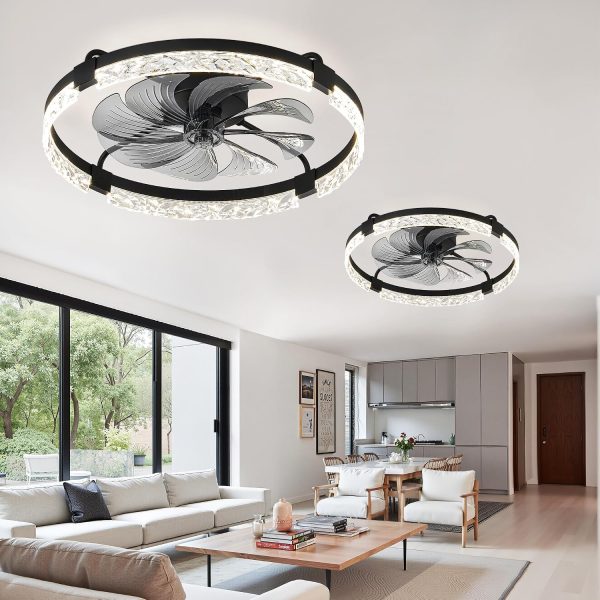 81nUynVuPyL._AC_SL1500_.jpg windphoto 2 Pack 24" Ceiling Fans with Lights and Remote, Fandelier Black | 3CCT, 6 Speeds, Dimmable Low Profile, Flush Mount Ceiling Fan, Timer, Reversible, Memory, Bedroom, Living Room, Kitchen