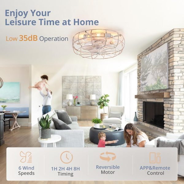 81o1jNp9yjL._AC_SL1500_.jpg windphoto 20" Caged Farmhouse Ceiling Fans with Lights and Remote/App, White | Flush Mount Bladeless Low Profile, Fandalier Small Rustic, Industrial Enclosed, Quiet & Powerful for Bedroom, Kitchen, Indoor