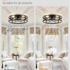81obHq05h8L._AC_SL1500_.jpg windphoto 20" Black Caged Low Profile Ceiling Fan with Light and Remote | Flush Mount, Bladeless Enclosed Fandelier, 6 Speed, Quiet Powerful DC, Rustic,Farmhouse, Small, Bedroom, Kitchen, Indoor