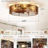 windphoto 23" Caged Low Profile Enclosed Ceiling Fan Light with Remote | Flush Mount, Bladeless Enclosed Fandelier, 6 Speed, Quiet Reversible DC, Rustic, Victorian, Rustic, Bedroom, Kitchen