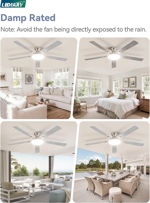 81ogT4fFBL._AC_SL1500_.jpg windphoto 60 Inch Flush Mount Ceiling Fans with Lights, Remote & APP Control | 3CCT,Stepless Dimmable,Memory Function,Timer,6-speed,Reversible Blade, Quiet DC Motor, Damp-Rated, Living Room, Covered Patio