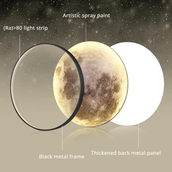 81p6UWpm9AL._AC_SL1500_.jpg Dimmable Moon Wall Light 12 inch Wall Lights with Remote Control Plug-in Modern LED Light, 15W Black Wall Lamp Indoor Wall Mounted Ceiling Light Fixture for Bedroom Living Room Corridor
