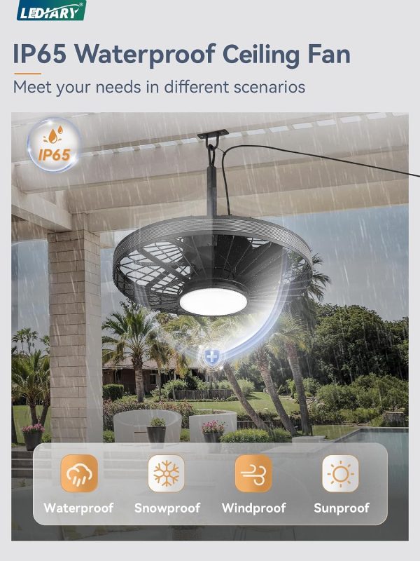81pEaP2ZcXL._AC_SL1500_.jpg windphoto 20 Outdoor Ceiling Fans with Light,Gazebo Fan with Hanging Hook | IP65 Waterproof,Outdoor Fan, App Control, 3CCT, Dimmable,6 Speeds, Caged, Plug in, for Patio, Porch, Pergola,Canopy, Gray