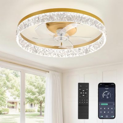 81q5toabC6L._AC_SL1500_.jpg windphoto 22" Ceiling Fans with Lights and Remote, Fandelier Gold | 3CCT, 6 Speeds, Dimmable Low Profile, Flush Mount Ceiling Fan, Timer, Reversible, Memory, Bedroom, Living Room, Kitchen