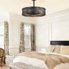 windphoto 20" Caged Farmhouse Victorian Ceiling Fan with Light, Black | Downrod, Bladeless Enclosed Fandelier, 6 Speed, Quiet Powerful DC, Rustic,Vintage, Rustic, Small, Bedroom, Kitchen