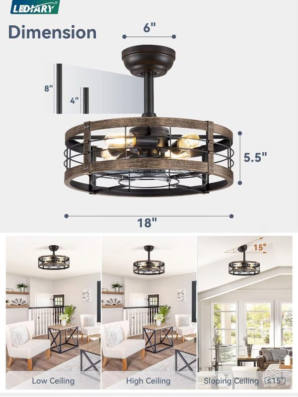 81qHazWrNQL._AC_SL1500_.jpg windphoto 18 inch Caged Fandelier Ceiling Fan Light with Remote, Black Gold | 6 Speed Adjustable,Timing, Quiet & Powerful DC, Small, Farmhouse, Industrial, Enclosed, Bladeless, Bedroom, Kitchen, Downrod