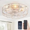 81qP1w29gvL._AC_SL1500_.jpg windphoto 20" Caged Farmhouse Ceiling Fans with Lights and Remote/App, White | Flush Mount Bladeless Low Profile, Fandalier Small Rustic, Industrial Enclosed, Quiet & Powerful for Bedroom, Kitchen, Indoor