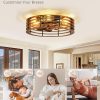 windphoto 20" Caged Low Profile Enclosed Ceiling Fan Light with Remote | Flush Mount, Bladeless Enclosed Fandelier, 6 Speed, Quiet Reversible DC, Rustic, Victorian, Rustic, Bedroom, Kitchen