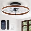 81r6chzDuYL._AC_SL1500_.jpg windphoto 20'' Modern Low Profile Ceiling Fans with Lights and Remote, Walnut | 3000-6000K Dimmable LED, 6 Wind Speeds, Quiet Reversible DC Motor, Small Flush Mount Fandelier for Bedroom, Living Room