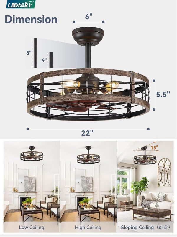 81rIFRcUp2L._AC_SL1500_.jpg windphoto 22 inch Caged Fandelier Ceiling Fan Light with Remote, Black Gold | 6 Speed Adjustable,Timing, Quiet & Powerful DC, Large, Farmhouse, Industrial, Enclosed, Bladeless, Bedroom, Kitchen, Downrod