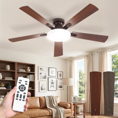 81rVx2qDKhL._AC_SL1500_.jpg 52 Inch Ceiling Fan with Lights and Remote, 30W 12" LED Panel Flush Mount Ceiling Fan, 6-Speed Quiet DC Motor Modern Low Profile Ceiling Fan with Reversible Blades for Bedroom, Living Room, Patio