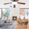 52 Inch Ceiling Fan with Lights and Remote, 30W 12" LED Panel Flush Mount Ceiling Fan, 6-Speed Quiet DC Motor Modern Low Profile Ceiling Fan with Reversible Blades for Bedroom, Living Room, Patio