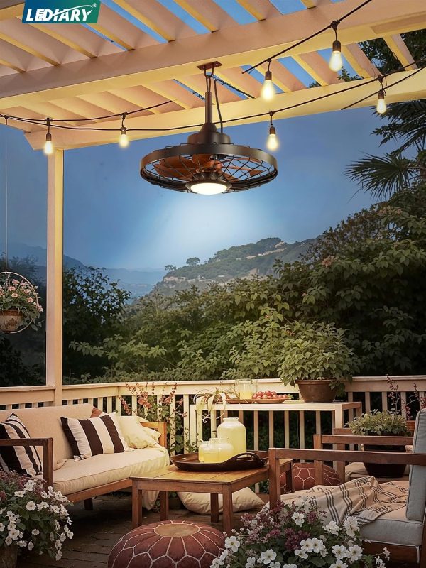 81rpyV5-iL._AC_SL1500_.jpg windphoto 20" Outdoor Ceiling Fan with Lights,IP65 Waterproof Gazebo Hanging Fan with Remote Control Smart App, Plug in Caged Ceiling Fan with 3CCT 6-Speeds for Patio Porch Pergola(Walnut)