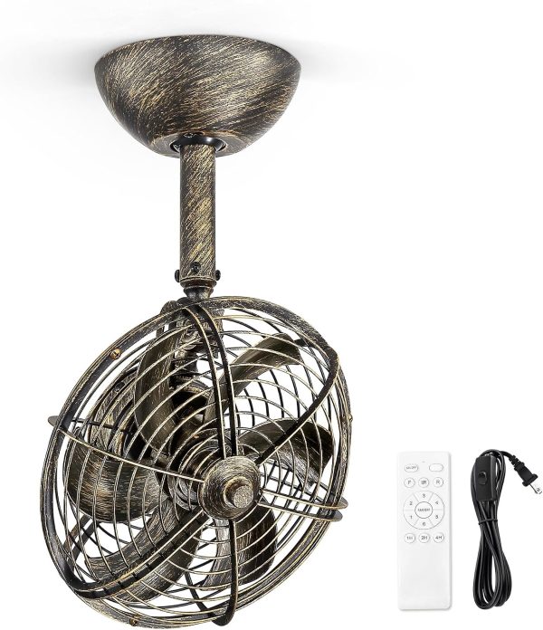 81rysBQ1UgL._AC_SL1500_.jpg windphoto 10 Inch Small Wall Mount Fan with Remote Plug in Cord, Black Bronze | 6 Speed, Timing, Reversible, Adjustable Tilt, Indoor, Tabletop, Ceiling fan, Corner Fans, for Bedroom Gym Office Garage