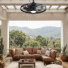 windphoto 24" Outdoor IP65 Waterproof Plug in Ceiling Fan with Lights | 6 Speeds,3CCT,Quiet,Timer,Remote Control,Smart App,DC motor,Reversible,Caged Design,ABS Material,Gazebo,Patio,Porch,Pergola