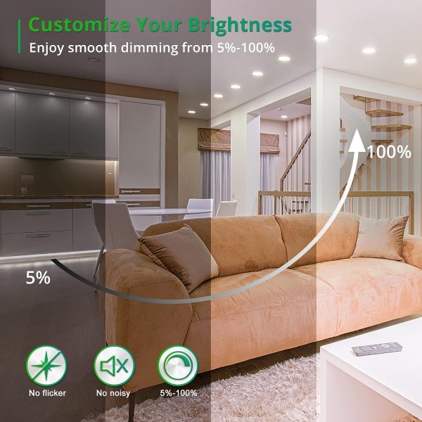 81tBo21FOKL._AC_SL1500_.jpg windphoto 6 Inch 6CCT LED Recessed Ceiling Light with Junction Box, 24 Pack | 2500K-5000K Recessed Light Fixtures, 1100LM High Brightness, Dimmable Downlight, 12W Eqv 110W, IC Rated, ETL